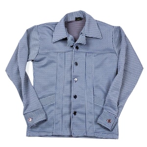 VTG Campus Knit Shirt Houndstooth L/S Mod Atomic 70s Disco USA Made Men&#39;s M
