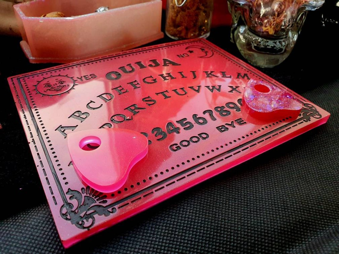 Mini Glitter Pink Ouija Board 2 Mini Planchettes Etsy