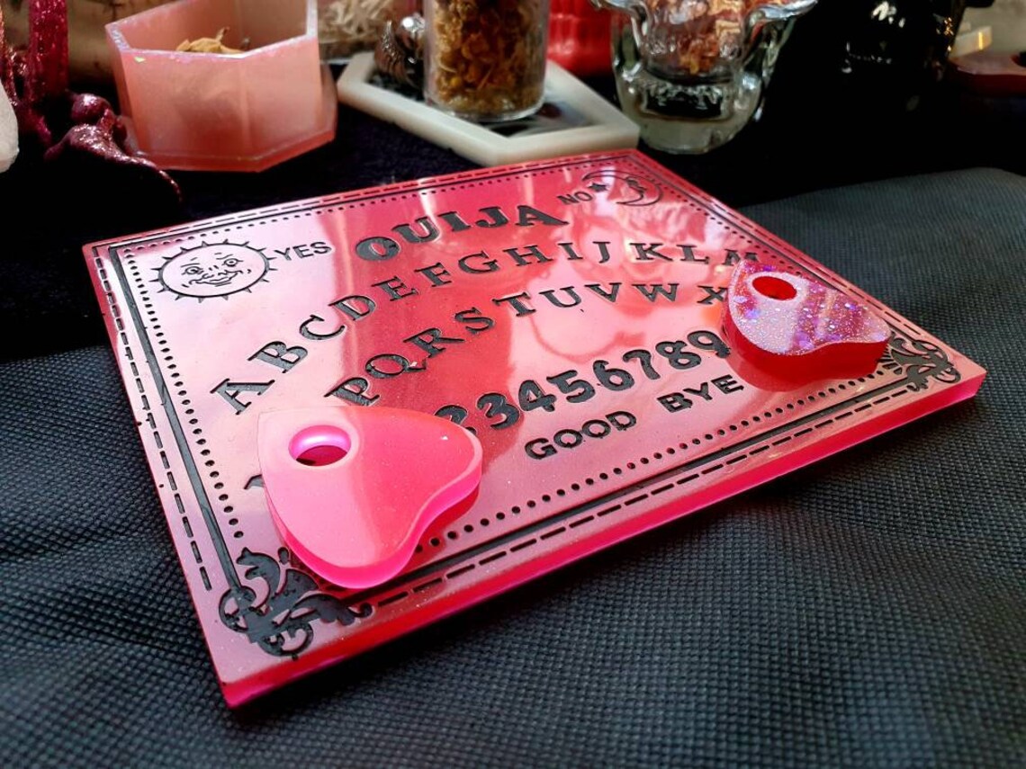Mini Glitter Pink Ouija Board 2 Mini Planchettes Etsy