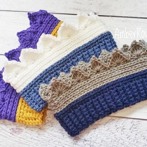 Sports Themed Crochet Crown Ear Warmer - 60+ color options, pick two! Any Size