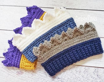 Sports Themed Crochet Crown Ear Warmer - 60+ color options, pick two! Any Size