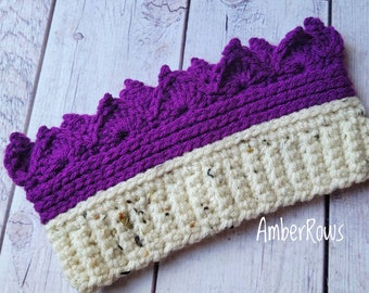 Crown Ear Warmer - Headband Head wrap - Photo Prop, Photography, Costume - Handmade Crochet- Ski Headband Yarn Earwarmer