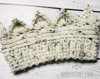 Crochet Crown Ear Warmer - Headband Headwrap - Photo Prop, Photography, Costume - Handmade Crochet- Ski Headband