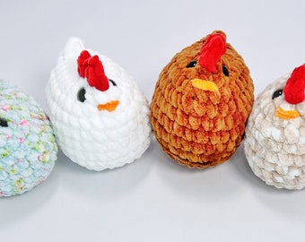 Crochet Chicken Handmade Crochet Plushie Stuffed Animal Plush Squish Gift Yarn Chicken Plushie