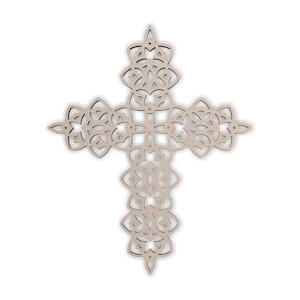 Wooden Floral Cross - Wooden  Cutout, Wall Art, Home Decor, Wall Hanging, Unfinished and Available in Many Sizes