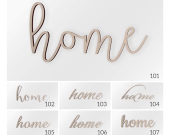 Home Wood Word, Scroll Cut Word, Home Sign, Home Cutout, Cursive Home, Fancy Script Home, Wall Decor Word, Home Wood Decor