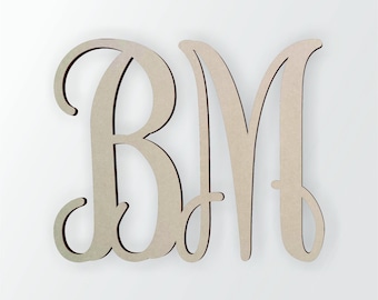 Wooden Monogram - Unfinished, Cursive Wooden Letter - Perfect for Crafts, DIY, Weddings - Sizes 4" to 42"