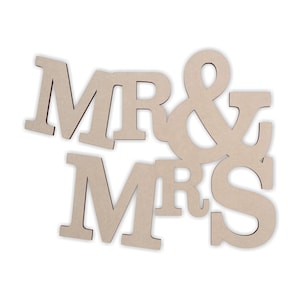 Wooden Sign Mr & Mrs, Wooden Cutout, Wall Art, Home Decor, Wall Hanging, Unfinished and Available in Many Sizes