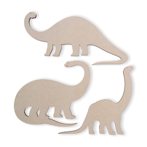 Set di Brachiosauri in legno (confezione da 3): sagome di dinosauri non finite