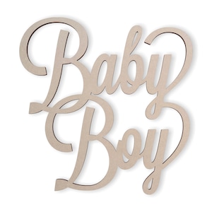 Wall Decor Word Art &quot;Baby Boy&quot; with a heart - Cutout, Home Decor, Unfinished and Available in Many Sizes