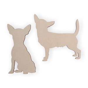 Wooden Chihuahua Dog Silhouette Cutouts (2 Pack) -Unfinished Wood Dog Lovers Gift
