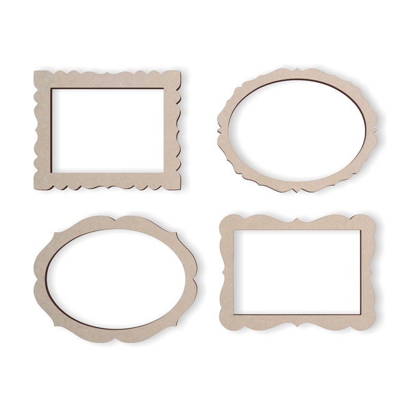 Wooden Rectangle Frame Set (4 Frames) - Cutout, Home Decor, Unfinished and Available from 4 to 42 Inches Wide