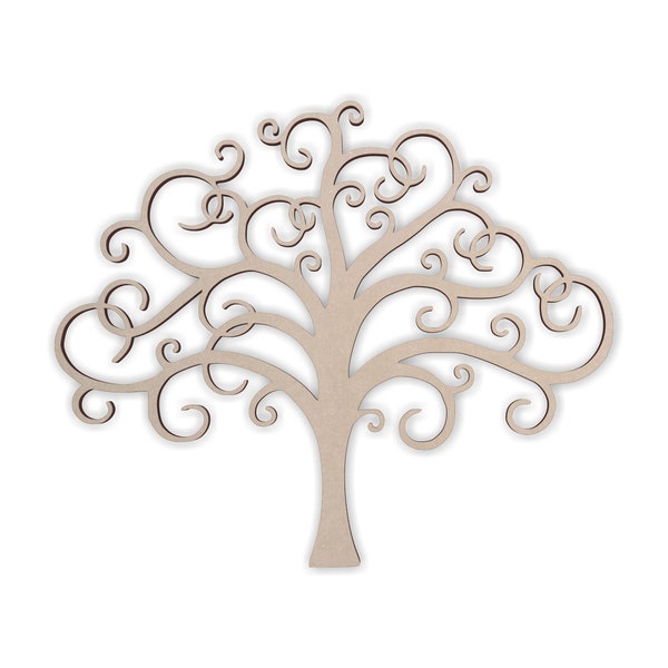 Wooden Shape Tree Flourish Decor for Weddings, Wooden Cutout, Home Decor, Wall Hanging, Unfinished Ready to Paint