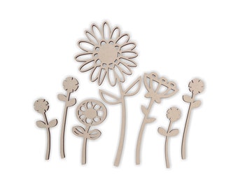 Wooden Flower (7 flowers)- Cutout, Home Decor, Wedding Decor Unfinished and Available from 13 to 42 Inches