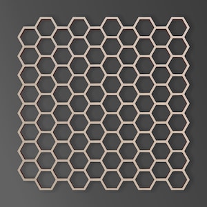 May include: A white honeycomb pattern with a red outline. The pattern is made up of a series of hexagons.