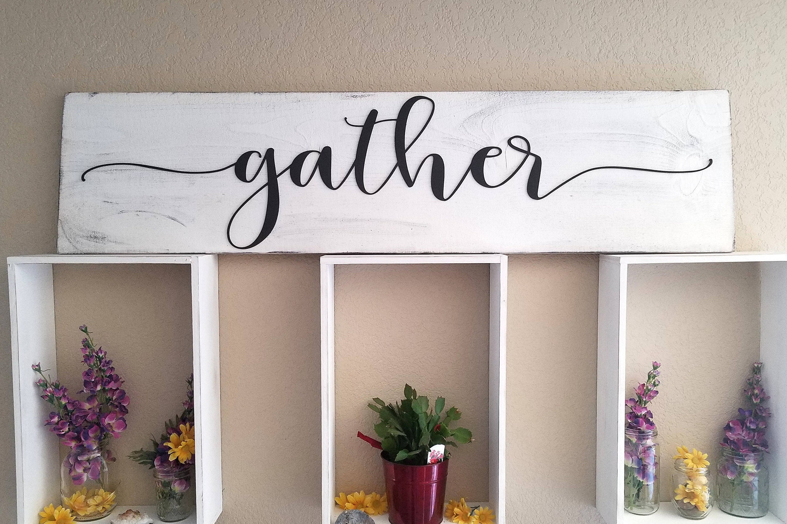 Wood Gather Sign Wall Decor Wall Art Rustic Wood Gather Etsy