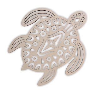 Wooden Shape Tribal Turtle, Wooden Cutout, Wall Art, Home Decor, Wall Hanging, Unfinished and Available in Many Sizes