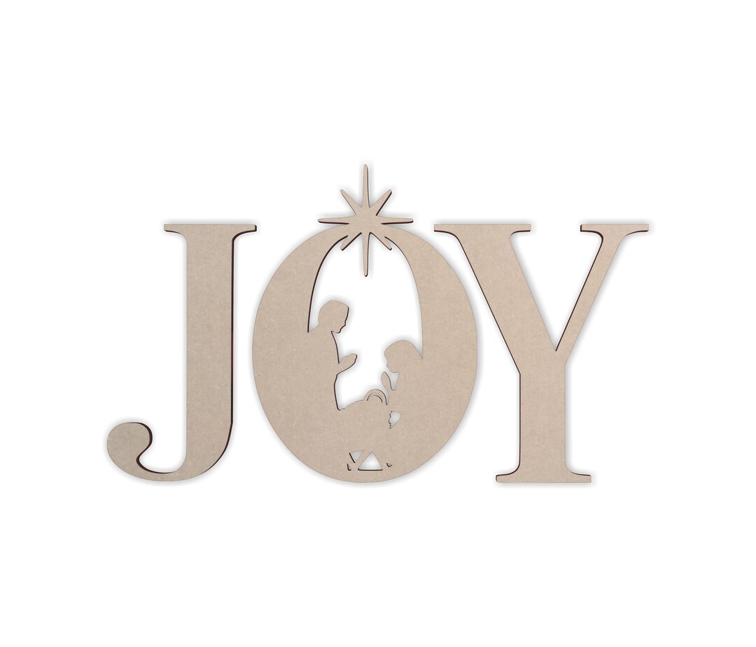 Wooden Sign "joy With Manger Scene in the (o)" - Cutout, Wall Art, Home ...