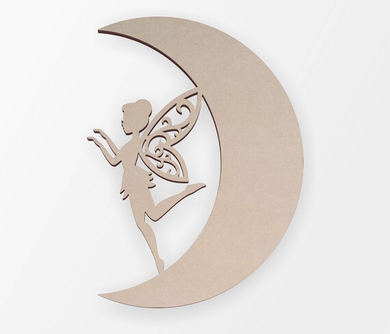 Fairy on Moon Wooden Cutout Wall Art Home Decor Wall | Etsy