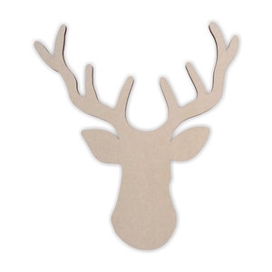Wooden Deer Head Antlers, Wooden  Cutout, Wall Art, Home Decor, Wall Hanging, Unfinished and Available in Many Sizes