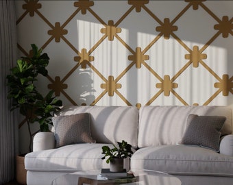 Criss Cross Knot Custom Wood 3D Wall Lattice Panels Wall and Ceiling Decor, Paintable