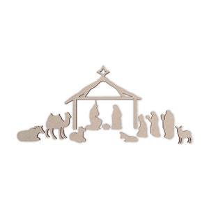 Wooden Nativity Scene- Cutout, Home Decor, Unfinished and Available from 13 to 42 Inches Wide