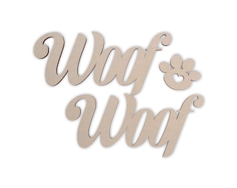 Woof Woof Wall Decor: Unfinished Wood Letters, Dog Lover Gift