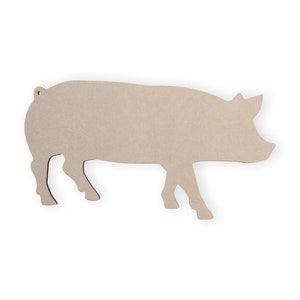 Wooden Shape Pig, Pig Cutout, Wooden Cutout, Wall Art, Home Decor, Wall Hanging, Unfinished Ready to Paint