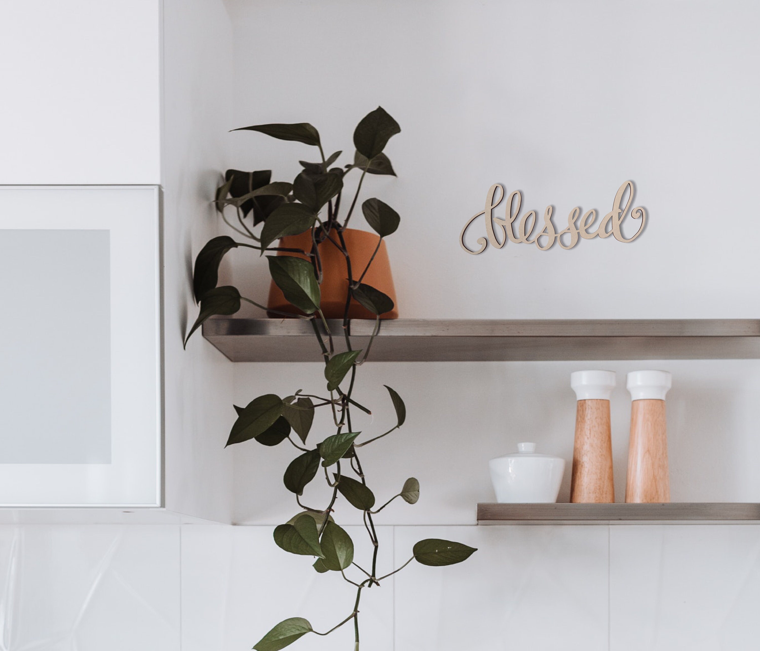 Blessed Wall Script Decor Word Religious Decor Cutout - Etsy