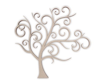 Wooden Shape Tree Flourish Decor for Weddings, Wooden Cutout, Home Decor, Wall Hanging, Unfinished and Available in Many Sizes