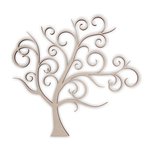 Wooden Shape Tree Flourish Decor for Weddings, Wooden Cutout, Home Decor, Wall Hanging, Unfinished and Available in Many Sizes