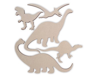 Wooden Dinosaurs For Kids Rooms Cutout (5 Pack) - Cutout, Home Decor, Unfinished and Available from 12 to 42 Inches