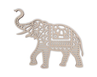 Tribal Elephant Wooden Cutout: Unfinished MDF Wall Art