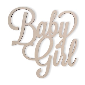 Wall Decor Word Art &quot;Baby Girl&quot; with a heart - Cutout, Home Decor, Unfinished and Available in Many Sizes