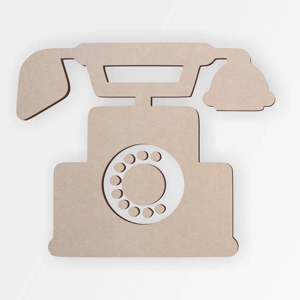 Wooden Shape Vintage Telephone, Wooden Cutout, Wall Art, Home Decor, Wall Hanging, Unfinished and Available in Many Sizes