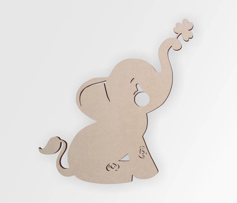 Wooden Shape Elephant With Clover Wooden Cutout Wall Art - Etsy