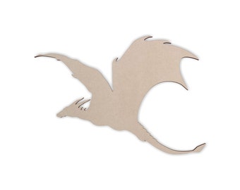 Laser Cut Wooden Dragon Wall Art: Unfinished MDF Cutout
