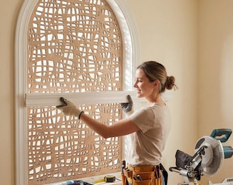 Custom Wooden Lattice Panel: Floral Mandala Wall Art Privacy Screen Decorative Fretwork