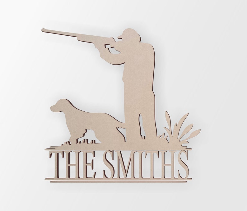 Personalized Wooden Hunting Family Name Sign Cutout Home Etsy