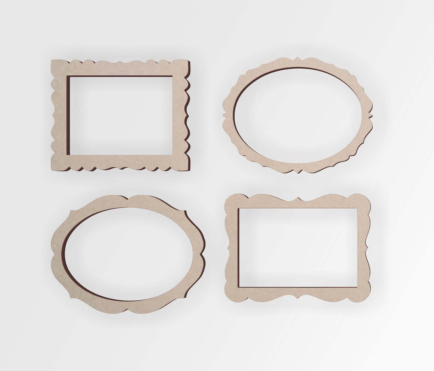 Wooden Rectangle Frame Set 4 Frames Cutout Home Decor Etsy