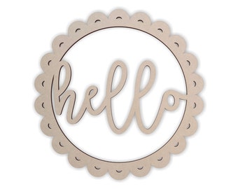 Wooden Sign "Hello" - Cutout, Home Decor, Unfinished and Available from 4 to 42 Inches Wide