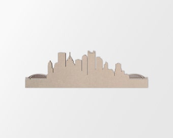 Laser Cut Wooden Pittsburgh Skyline: Unfinished Wall Art