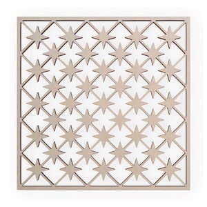 Wood Criss Cross Star Fretwork Panel - Mandala Wall Art for Home Decor, Wall Panels, Overlays, Trellis, Privacy Screens & Yard Decor