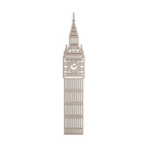 Pode incluir: Um desenho de linha detalhado do Big Ben, uma famosa torre do relógio em Londres, Inglaterra. A torre é representada em uma cor marrom clara e apresenta um mostrador de relógio com algarismos romanos.
