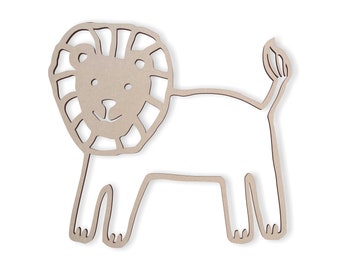 Wooden Cartoon Lion , Wooden Cutout, Wall Art, Home Decor, Wall Hanging, Unfinished and Available in Many Sizes