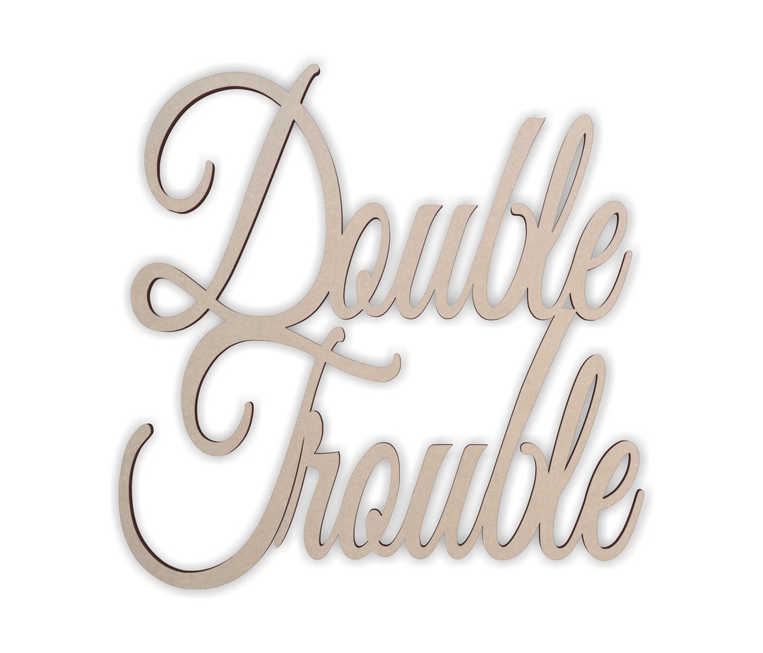 Double Trouble Wooden Word Cutout: Twins Baby Shower Decor - Etsy