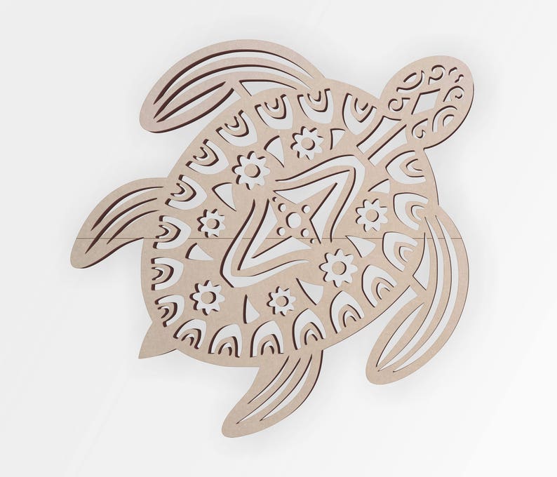 Wooden Shape Tribal Turtle Wooden Cut Out Wall Art Home Etsy
