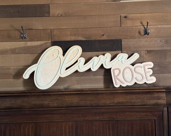 Wooden Custom Sign, Nursery Decor Wood, Nursery Letters, Personalized Gifts, Baby Shower Gift, Layered Name Sign, Room Decor