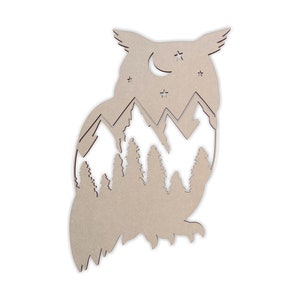 Wooden Cutout Woodland Owl, Wooden Animal Cutout, Owl Wall Art, Mounatain Home Decor, Wall Hanging, Unfinished and Available in Many Sizes