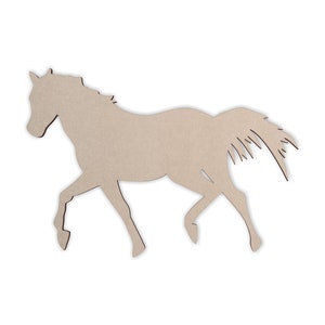 Trote de cavalo em formato de madeira - recorte de madeira, arte de parede, decoração de casa, suspensão de parede, inacabado e disponível em vários tamanhos